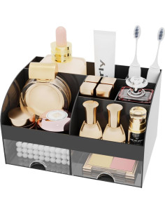 Organizador de Baño DIRZHX con 6 Ranuras y Cajones - Negro 2