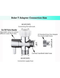Adaptador T para Bidet Walkinginrain de Latón 3 Vías 22.2mm 2