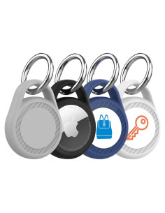 Paquete de 4 Fundas Impermeables para Apple AirTag - Negro, Marino, Gris, Blanco