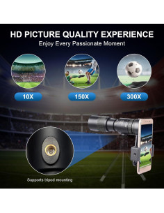 Monocular Telescopio Belmeri 10-300x40 BAK4 para Observación 2