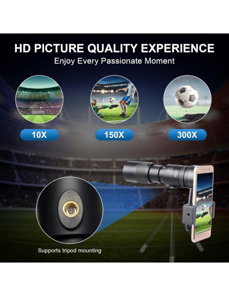 Monocular Telescopio Belmeri 10-300x40 BAK4 para Observación