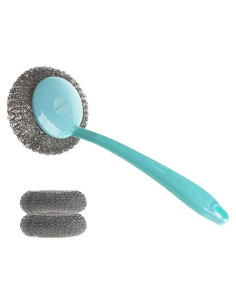 4 Esponjas de Acero Inoxidable Wideskall con Mango para Cocina