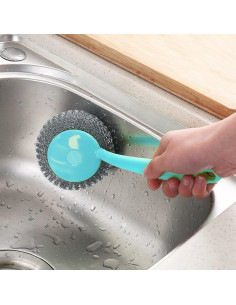 4 Esponjas de Acero Inoxidable Wideskall con Mango para Cocina 2