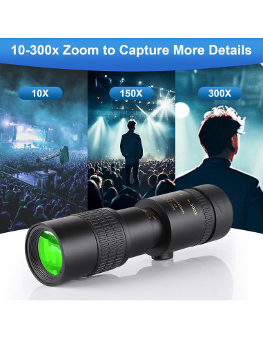 Monocular Telescopio Belmeri 10-300x40 BAK4 para Observación