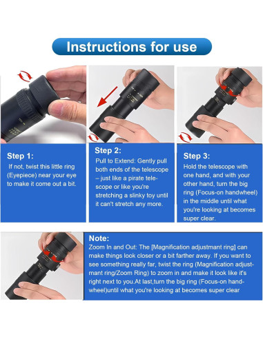 Monocular Telescopio Belmeri 10-300x40 BAK4 para Observación