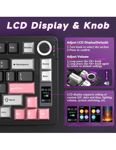 Teclado Mecánico Inalámbrico AULA S75 Pro RGB 75% PBT