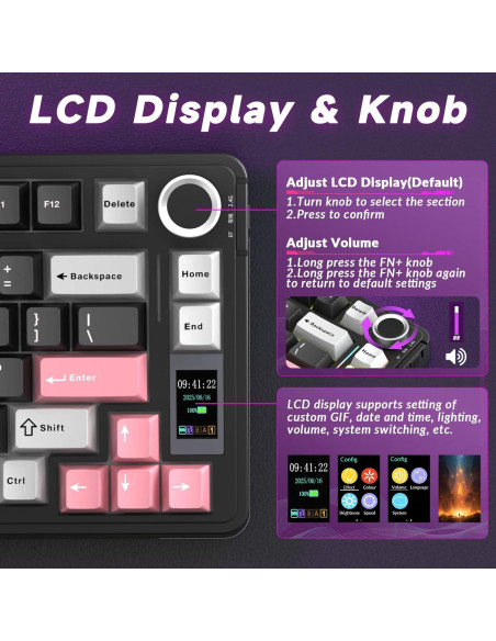 Teclado Mecánico Inalámbrico AULA S75 Pro RGB 75% PBT