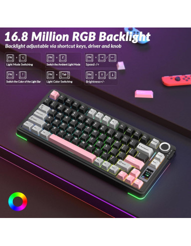 Teclado Mecánico Inalámbrico AULA S75 Pro RGB 75% PBT