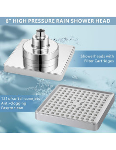 Cabezal de Ducha Filtrado Nuodan 6" Cromo Alta Presión 2