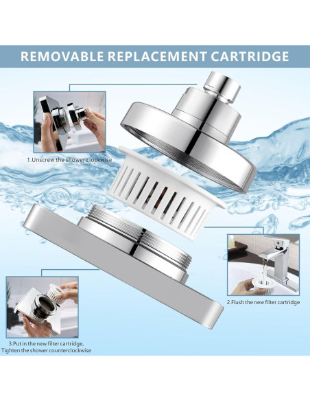 Cabezal de Ducha Filtrado Nuodan 6" Cromo Alta Presión