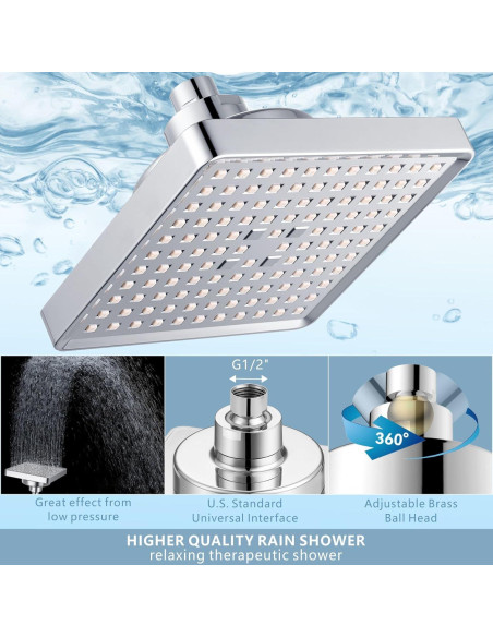 Cabezal de Ducha Filtrado Nuodan 6" Cromo Alta Presión