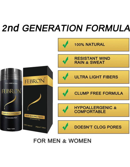 Fibras para Cabello FEBRON Marrón Claro 30g - Voluminizador Natural Fibras para Cabello FEBRON Marrón Claro 30g - Voluminizador Natural