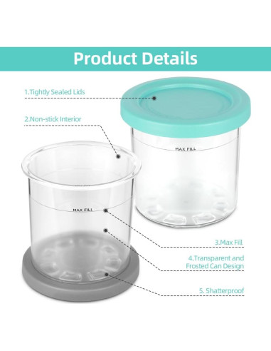 Contenedores de Pintura Ninja Creami 16oz - Paquete de 4