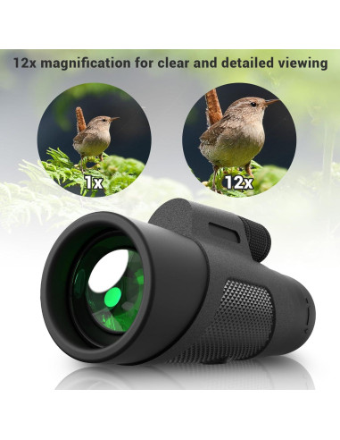 Telescopio Monocular 12x42 AMITHER con Adaptador para Smartphone