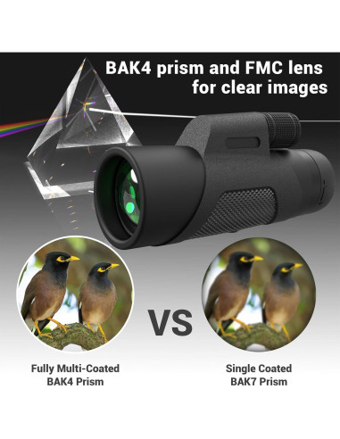 Telescopio Monocular 12x42 AMITHER con Adaptador para Smartphone
