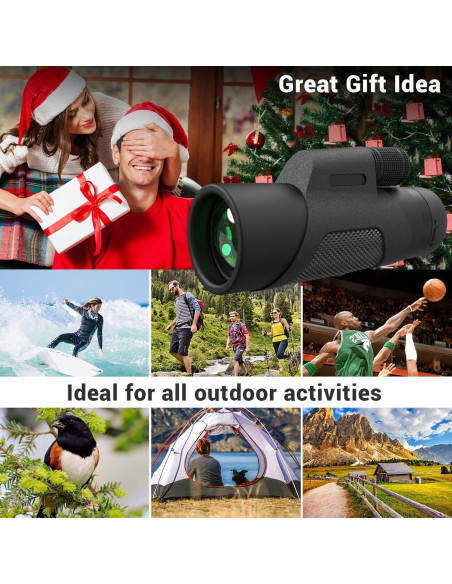 Telescopio Monocular 12x42 AMITHER con Adaptador para Smartphone