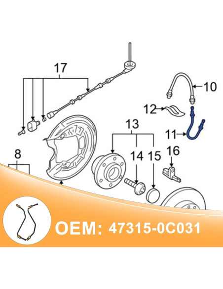 Tubo de freno delantero Yojunauto para Toyota Tundra/Sequoia