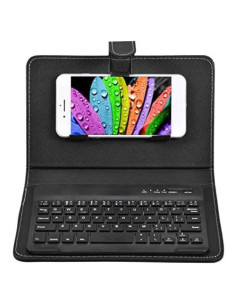 Teclado Bluetooth Portátil con Funda de Cuero PU para Móviles 4.5''-6.8''