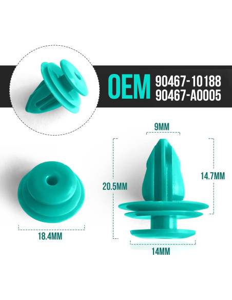 20 Sujetadores de Panel de Recorte TOPCNOEM para Toyota