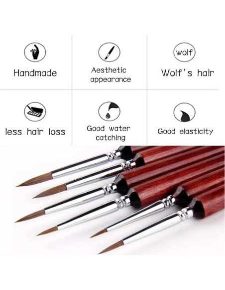 Juego de Pinceles de Sable Golden Maple - 6 Piezas para Pintura