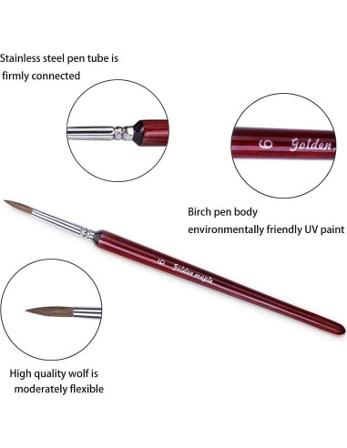 Juego de Pinceles de Sable Golden Maple - 6 Piezas para Pintura