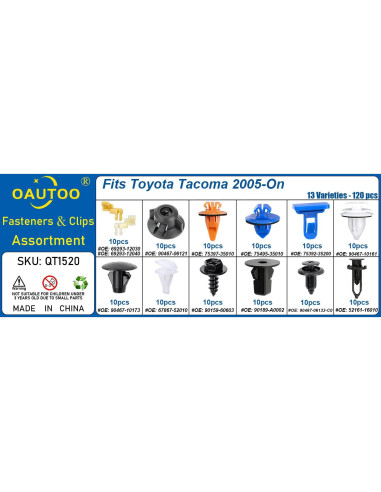 Kit de Clips de Retención OAUTOO para Toyota Tacoma 2005-En - 120 Piezas
