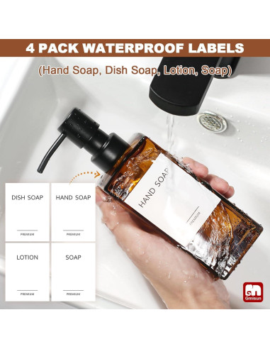 Dispensador de Jabón de Vidrio Ámbar GMISUN 2 Paquete 350ml