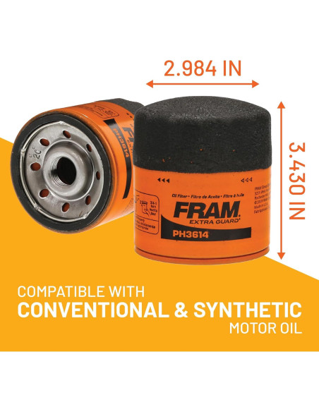 Filtro de aceite FRAM Extra Guard PH3614 para motor 16,093 km