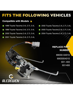 Actuador de Cerradura de Puerta Lateral Toyota Tacoma 1998-2004 2