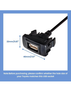 Cargador de Auto USB Anina para Toyota 40x22mm Adaptador 2