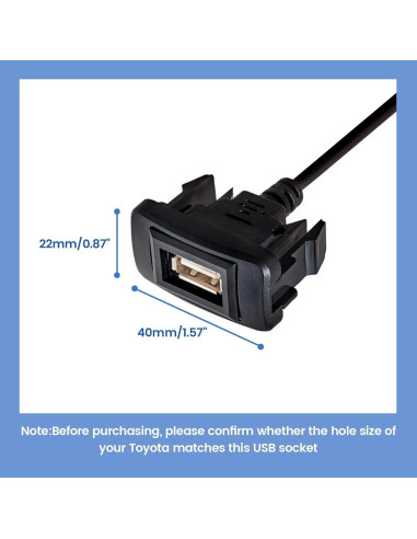 Cargador de Auto USB Anina para Toyota 40x22mm Adaptador