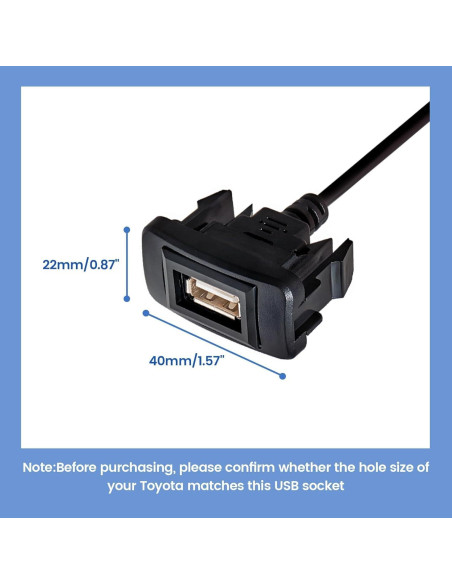Cargador de Auto USB Anina para Toyota 40x22mm Adaptador