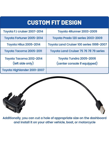 Cargador de Auto USB Anina para Toyota 40x22mm Adaptador