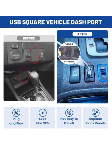 Cargador de Auto USB Anina para Toyota 40x22mm Adaptador