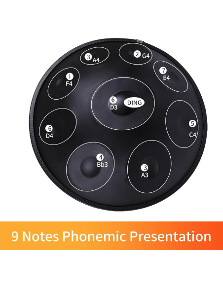 Handpan Kurd 55.88cm Re menor - 9 Notas, Sonido 440Hz