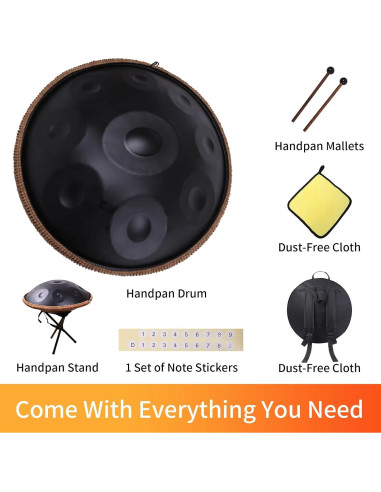 Handpan Kurd 55.88cm Re menor - 9 Notas, Sonido 440Hz