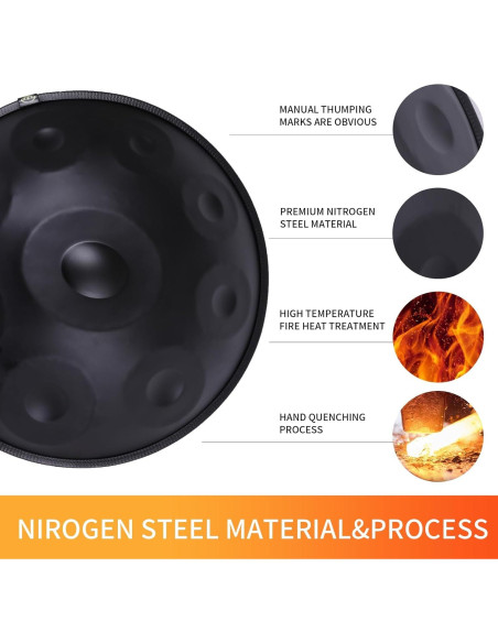 Handpan Kurd 55.88cm Re menor - 9 Notas, Sonido 440Hz