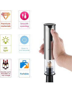 Juego de Abridor de Vino Eléctrico Glendaveny 7 en 1 Plateado 2