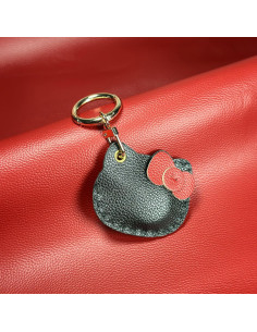 Llave de cuero genuino ONEJIE para Air Tag Gatito Negro 2