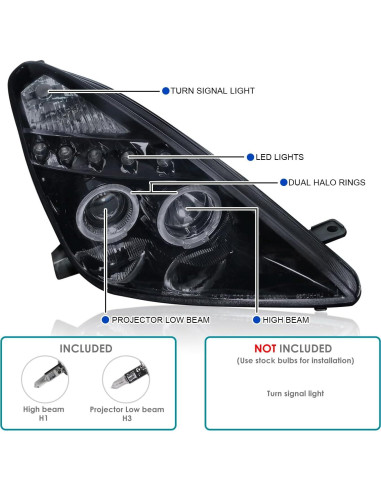 Faros Proyector Dual Halo LED SPEC-D Tuning Toyota Celica 2000-2005