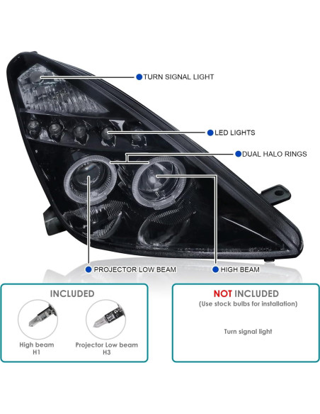 Faros Proyector Dual Halo LED SPEC-D Tuning Toyota Celica 2000-2005