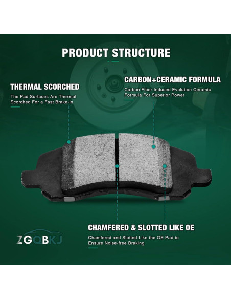 Juego de 4 Pastillas de Freno Cerámicas Delanteras Zgqbkj Toyota Hilux 2013-2015