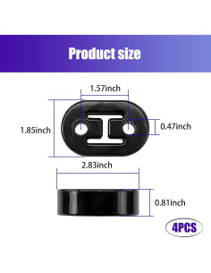 Soporte de Escape de Goma Jewkot KOTXSQ1701BL 4 Pcs Negro 2