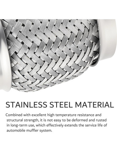 2 Piezas Tubería Flexible de Escape YGDMD 3" Acero Inoxidable