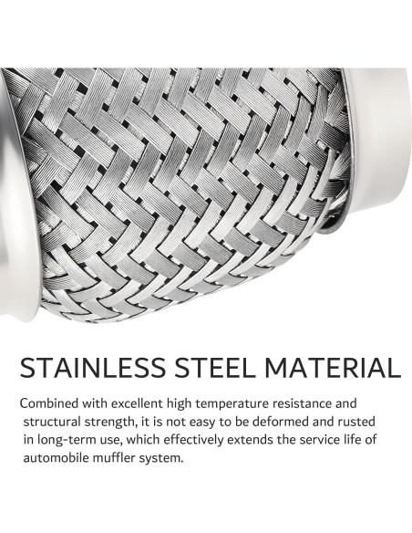 2 Piezas Tubería Flexible de Escape YGDMD 3" Acero Inoxidable