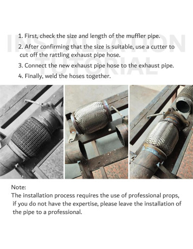 2 Piezas Tubería Flexible de Escape YGDMD 3" Acero Inoxidable