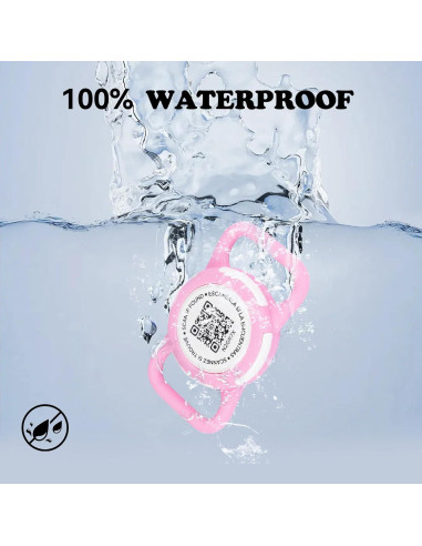 Porta ID de Mascota QR Icitekwan Mini Impermeable Rosa
