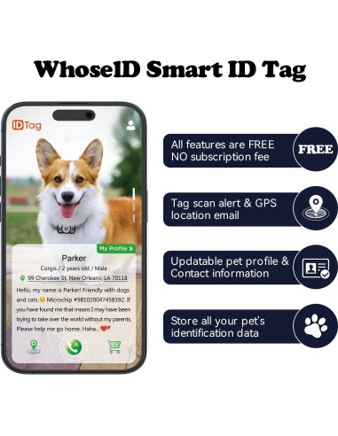 Porta ID de Mascota QR Icitekwan Mini Impermeable Rosa