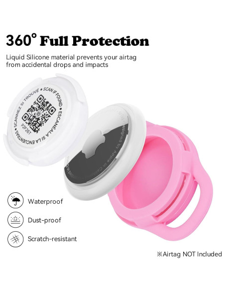 Porta ID de Mascota QR Icitekwan Mini Impermeable Rosa