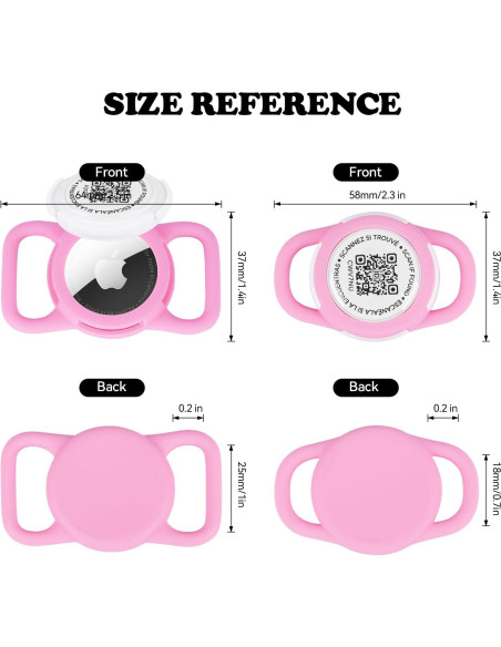 Porta ID de Mascota QR Icitekwan Mini Impermeable Rosa